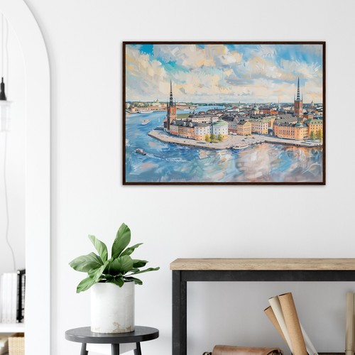 Stockholm Cityscape Painting Aerial View of Sotckholm Art Print Sweden Wall Art - Picture 2 of 8