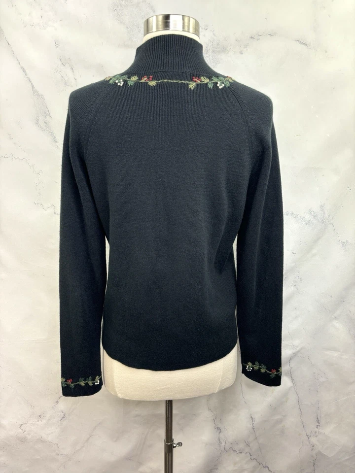 Suéter Tejido Woolrich Novedad Años 90 De Colección XS Mujer Navidad Bordados Árboles Foto 4 de 4