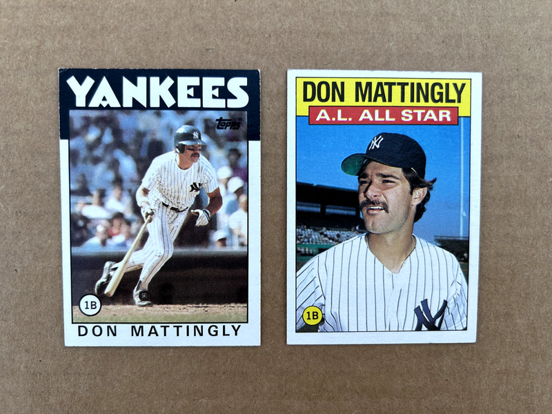 1986 Topps Don Mattingly #180 & All-Star Don Mattingly #712.  Lot of 2 Cards