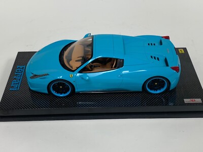 1/18 MR Collection Ferrari 458 Spider Hard Top Baby Blue Forgiato