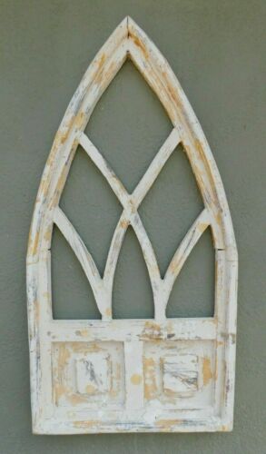 Wooden Antique Style Church WINDOW Frame Primitive Wood Gothic 32" Shabby - Picture 1 of 1