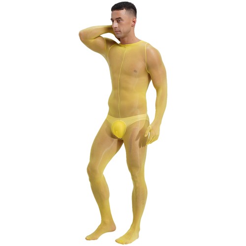 Para Hombres Mono Gimnasia Body Dedo Completo Bodystockings Brillante Ropa de dormir - Imagen 29 de 194
