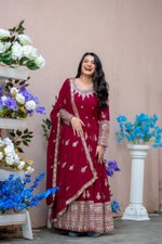 Bollywood Style Faux Georgette Gown And Bottom With Dupatta For Women  Girls