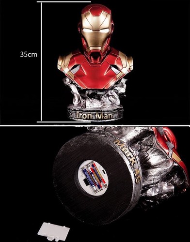 14" LED Vengadores Iron Man Mark 46 1/2 Resina Busto Estatua Figura Modelo - Imagen 8 de 11
