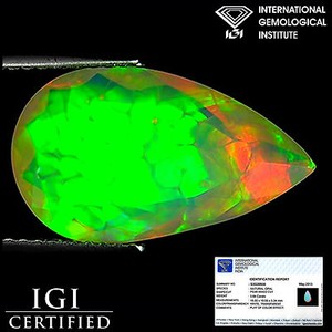 3.64 Ct IGI Certified Natural Ethiopian Opal Gemstone Faceted Pear Cut
