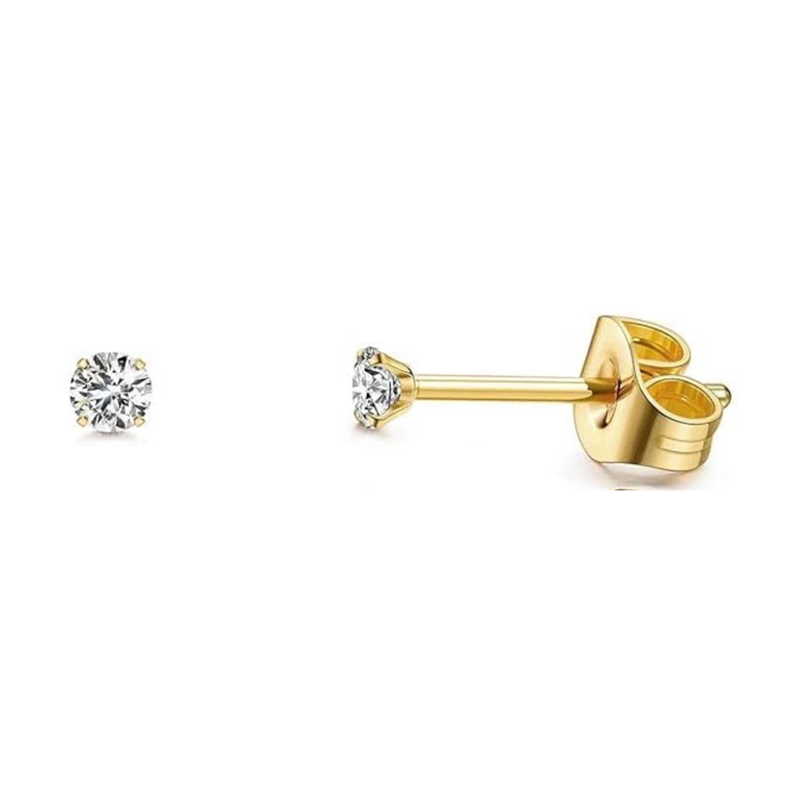 1.2 mm Diamond Stud Earrings - 10k Yellow gold -For Children or Cartilage