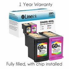 60XL 60 XL Ink Cartridges CC641W CC644W for HP Photosmart Series