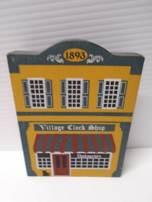 The Cat's Meow Village Clock Shop 1986 Signed Shelf Sitter