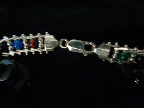 Vintage - Milor Italy - Sterling Silver - Multi-Colored Gemstone Necklace - Bild 3 von 3