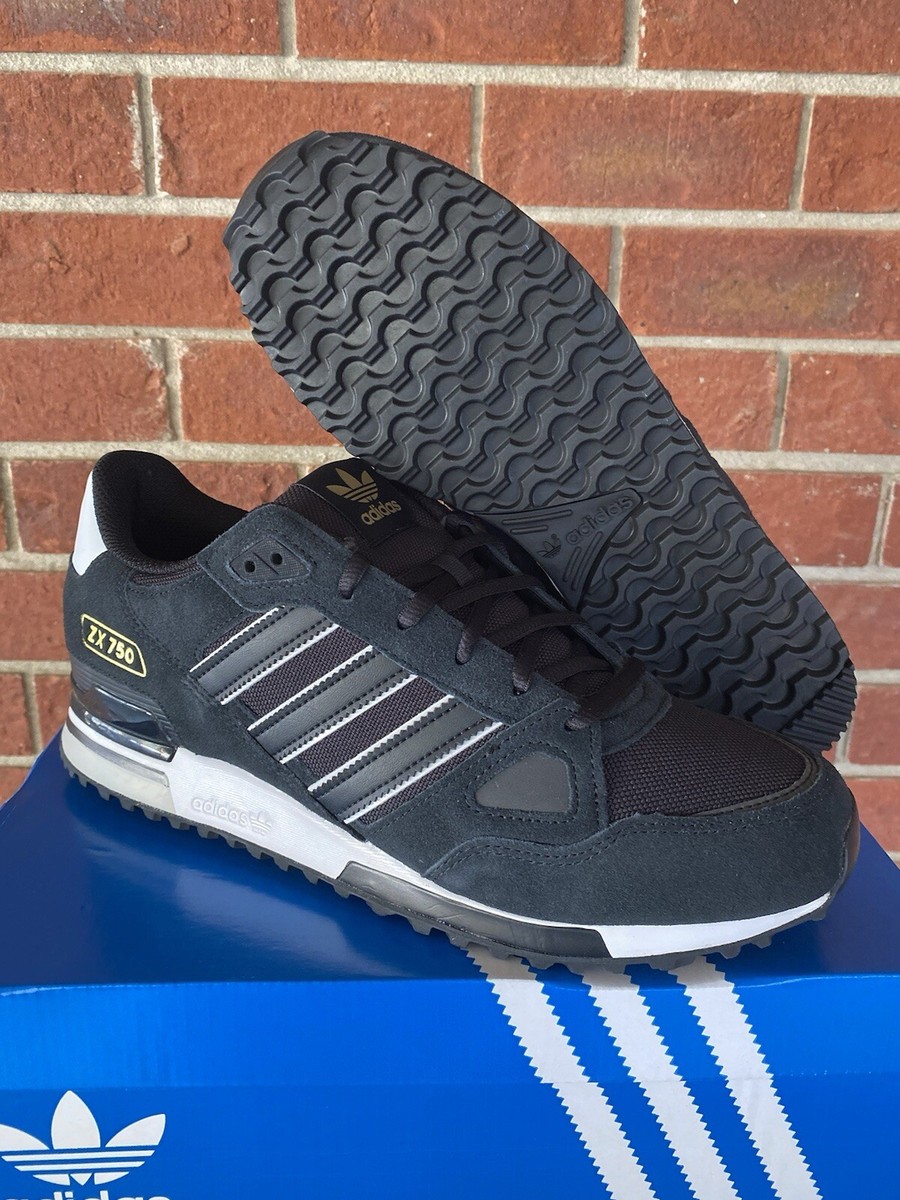 Adidas ZX 750 Low Size 8 Mens Black White Gold New Sneakers