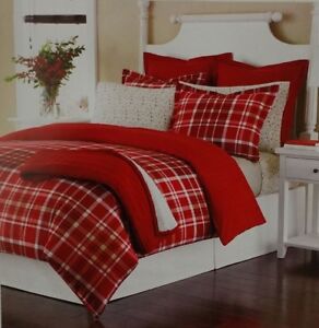 Martha Stewart Collection Twin Winter Tartan Red Flannel Comforter