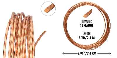 Wire, Twisted SQUARE Non Tarnish Natural Copper 18 Gauge Wrapping Wire 8 Feet