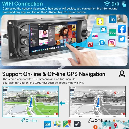 CarPlay Android 13 For 2003 2004 2005 Jeep Wrangler TJ Car Stereo Radio GPS Navi - Picture 9 of 21
