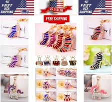 Heel Shoe OR Unicorn Rhinestone Keychain Keyring Bag Charm Gift Diamanté
