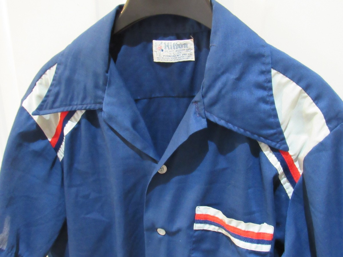 ウェア・シャツ 1970s Hilton Bowling Shirt Size L Vintage 1970s Hilton Bowling Shirt Size men's Large blue