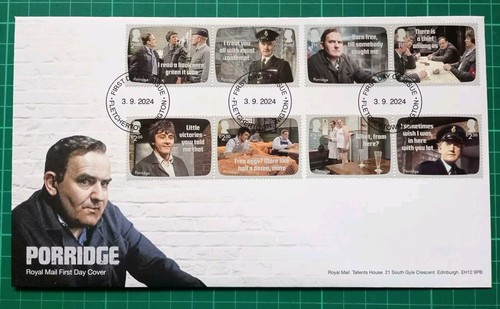 2024 Porridge 8er Set auf Royal Mail nicht adressiert FDC Fletchertown Wigton NP PMK