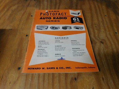 Sams Photofact Auto Radio Series Service Repair Manual Guide Schematic # 61
