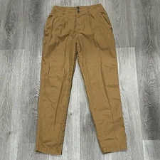 Forever 21 Womens Paperbag Pants Small S Brown Tapered Pleated Front Pantalones