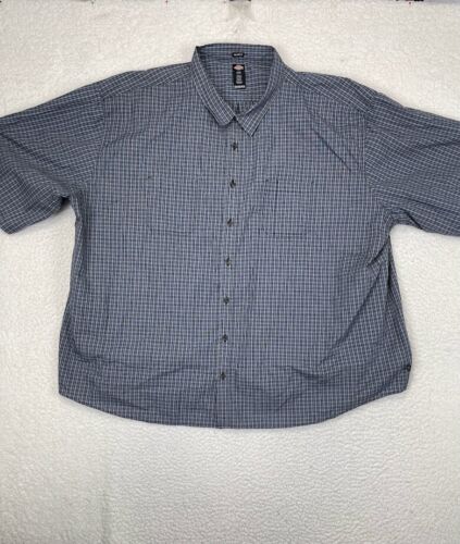 Dickies Shirt Men Big And Tall Gray White Vector Plaid Button Up Pockets 6XL - 第 1/12 張圖片
