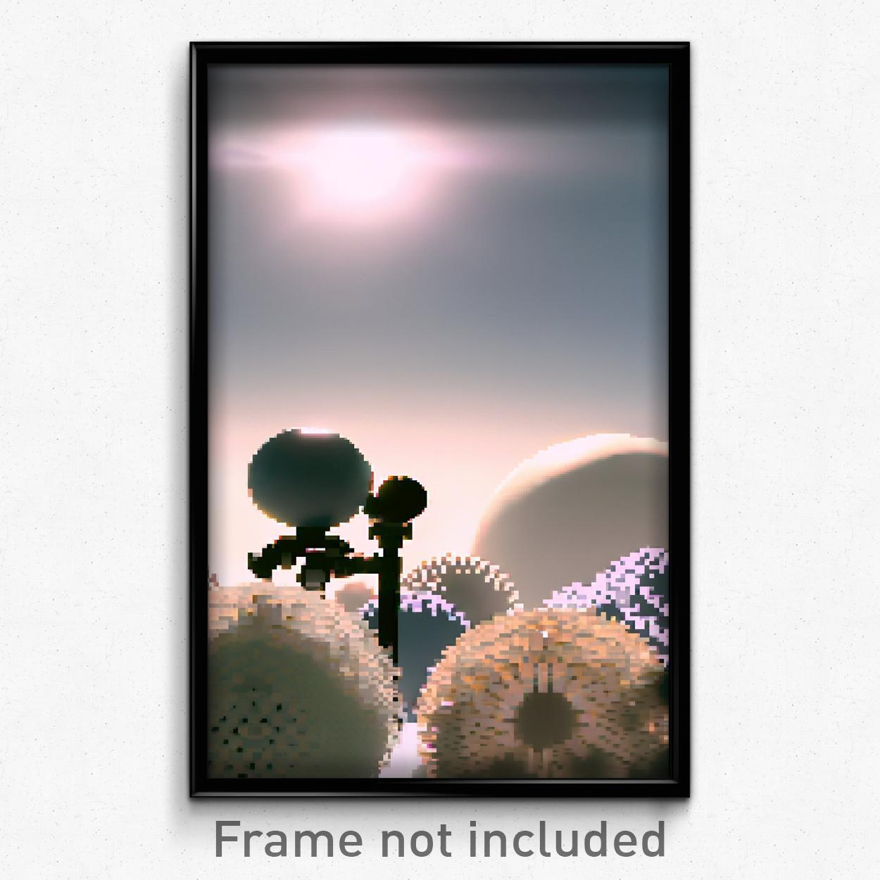 Pixel Art Poster - Spherical Mount (8 Bit Psychedelic Trippy Video Game Print)