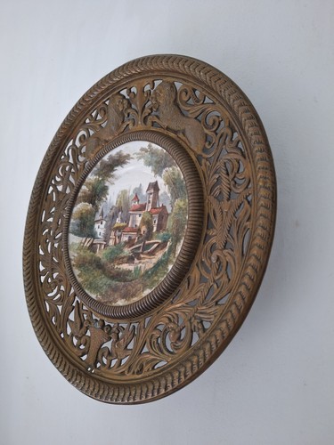 Plate Wall Plate Brass Decorative Wall Porcelain Flat Brass Fr - Photo 9 sur 20