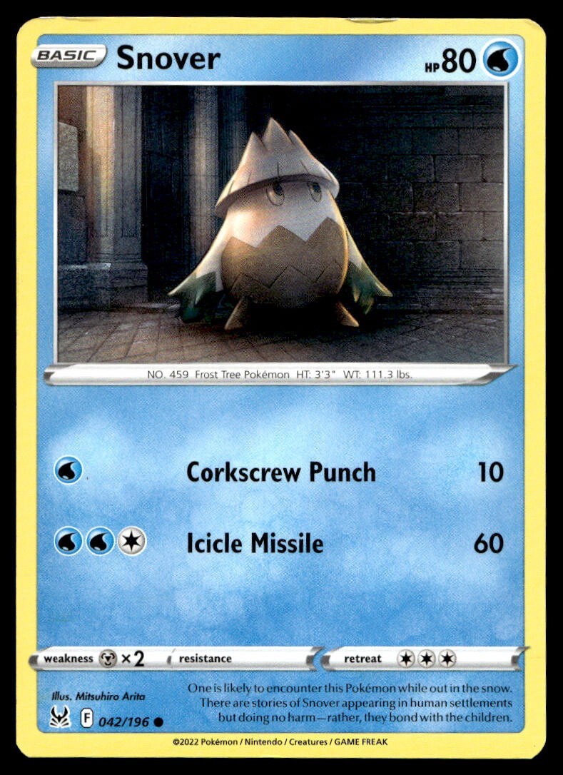 Snover 42/196 Pokemon Card Lost Origin Common 80 HP Lightly Played C44