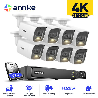 ANNKE 4K POE Security Camera System Audio 12MP 8CH NVR AI Detection Color Night