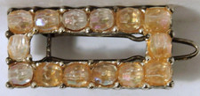 VINT BARRETTE RHINESTONE HAIR ACCESSORY SILVERED RECTANGLE