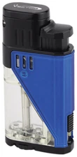 Blue Rubber Matte Vector Twister Dual Flame Jet Torch Cigar Butane Lighter 9311