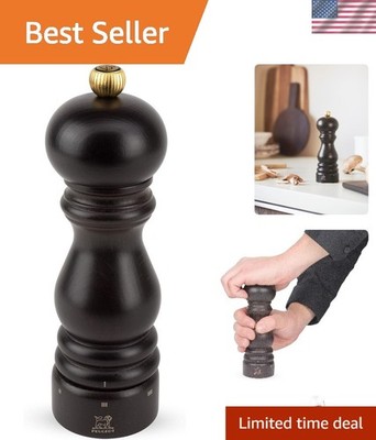Paris uSelect Manual Pepper Mill, 18cm - Elegant Adjustable Grinder in Chocolate