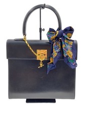 CELINE Handbag Leather BLK Solid From Japan