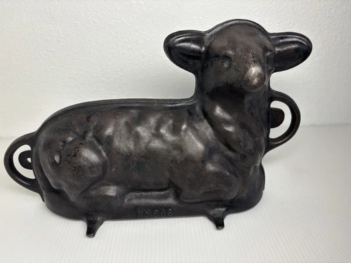 LARGE Griswold 866 Cast Iron Lamb Cake Mold P/Ns 921/922 (3c)