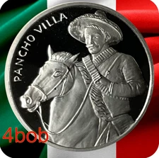Pancho Villa  1 oz .999 Fine Silver Round Commemorative. Design #3