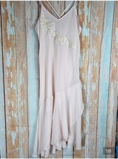 Vintage California Dynasty Soft Blush Slip Dress w/floral Applique. Size Small