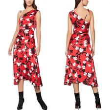 BCBG MAXAZRIA ROSSO FLORAL MIDI DRESS