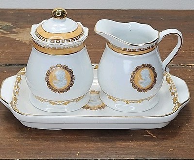 T. Bavaria Germany Design Crémier-Sucrier-Plateau ensemble de 3 OR/Ocre