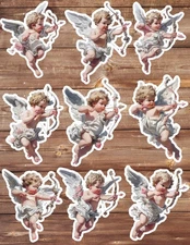 Cherub In White Die Cut Vinyl Stickers Set Scrapbooking Laptop Waterbottle