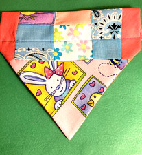 Over Collar Slide On Pet Dog Cat Bandana Scarf EASTER BUNNY PATCHWORK MED