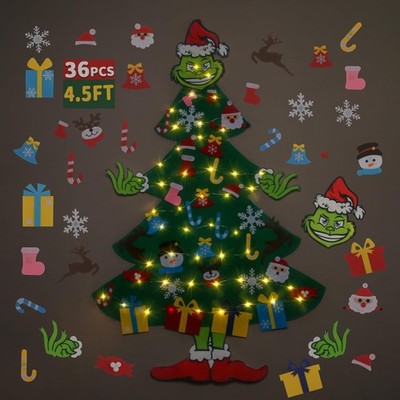 GameXcel 4.5ft Felt Christmas Tree for Toddlers with LED Light & 37pcs Orname...