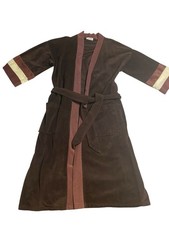 Van Heusen Vintage Mens Robe One Size Brown Velour Belted Wrap Loungewear