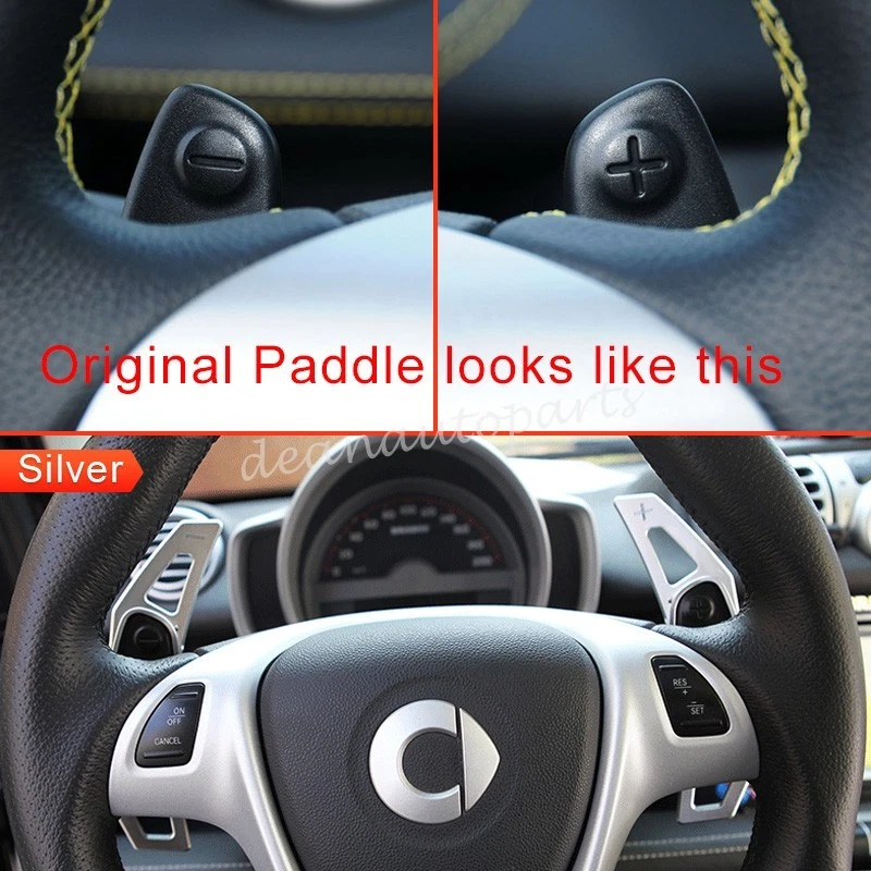 Extensión de paleta de cambio de volante plateada Smart Fortwo W451 2007-2014 Foto 2 de 4