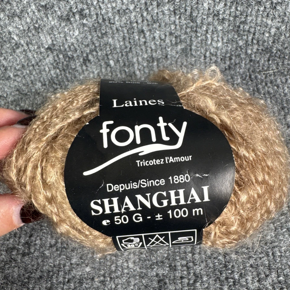 Lote de 2 Hilos Fonty Shanghai Laines 80% Mohair 20% Seda Beige 50g Hecho en Francia Foto 3 de 4