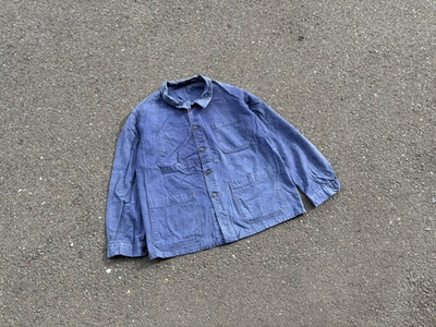 #ad Pit24.5quot; Vintage 60s FRENCH Work Chore Jacket Fade Workwear Rugged Utility AU $120.00