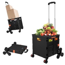 SELORSS Folding Utility Cart Portable Rolling Crate Handcart with Stair Climb...