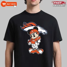 Denver Broncos Mickey Mouse NFL Football TShirt - Full Color, Full Size