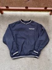 Vintage 90s Port Authority Pullover Windbreaker Jacket Workwear Navy White