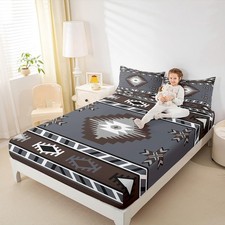 Southwestern Geometric Full Bedding Set for Boys Men Southwest Native Fitted ...