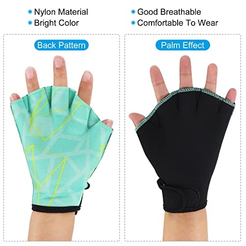  Swimming Aquatic Gloves, Webbed Swim Gloves Printing Water Medium Light Green - Picture 7 of 8