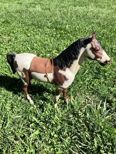 Vtg. 1973 Marx Toy Johnny West Storm Cloud Pinto 13" Horse w/ Saddle Blanket