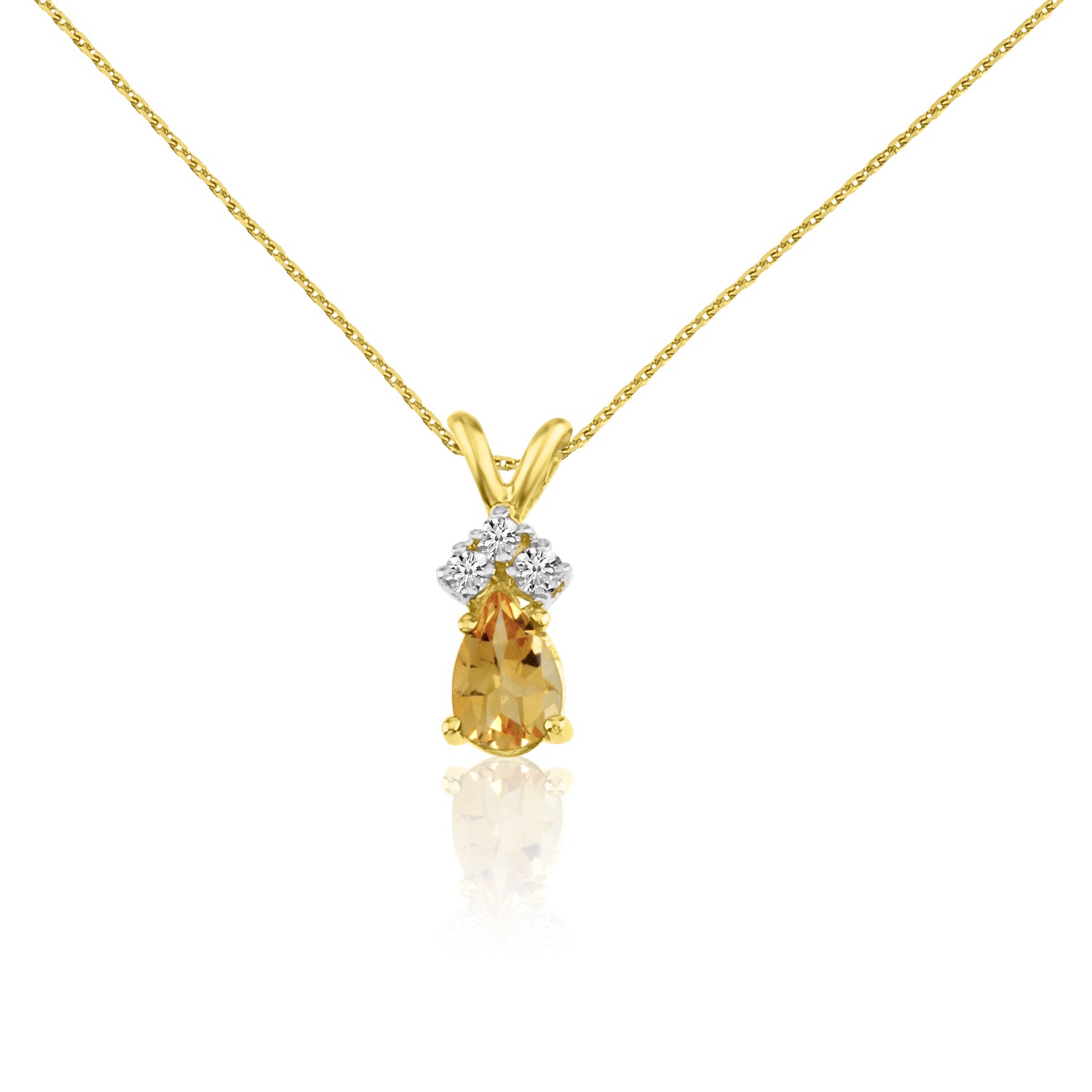 LXR 14k Gelbgold Citrin Pear Anhnger mit Diamanten 035 ct 120490₽
